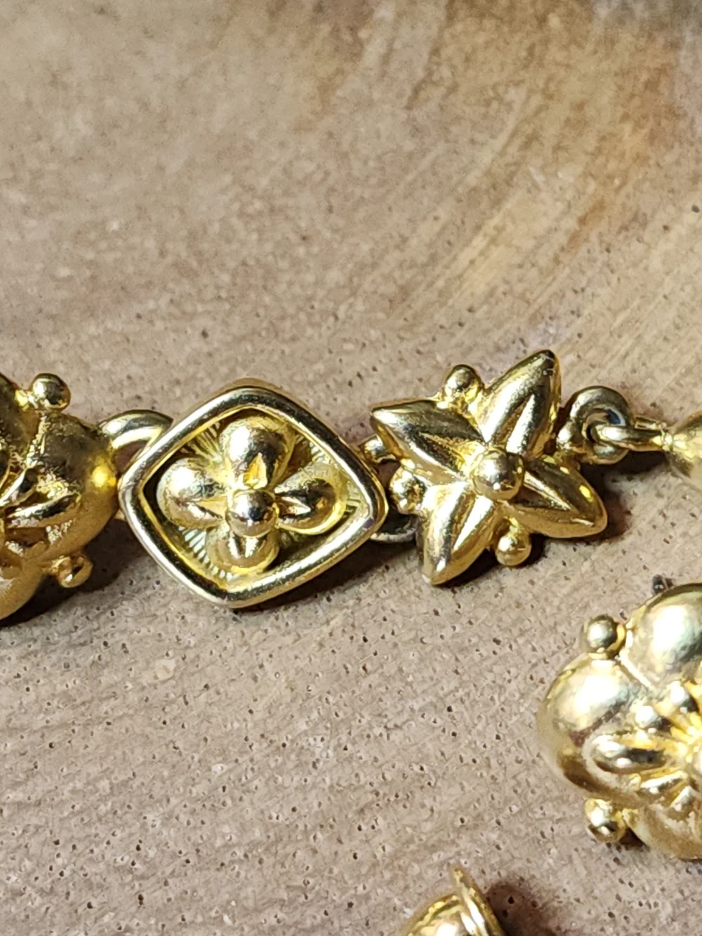 Unique Vintage Gold Floral Drop Earrings - Signed Monet